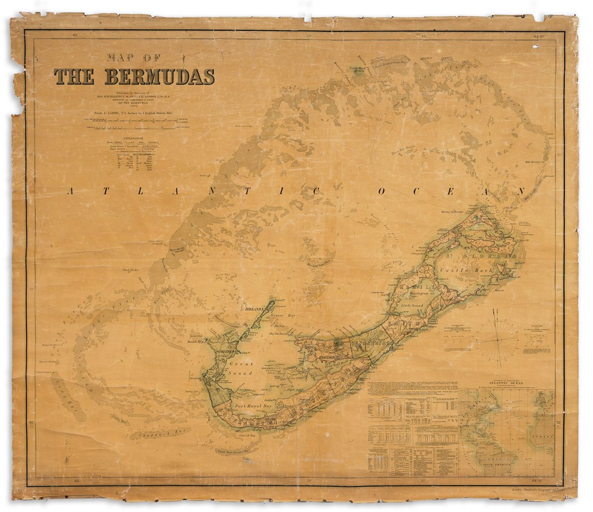 (BERMUDA.) Major General John Henry Lefroy. Map of the Bermudas.